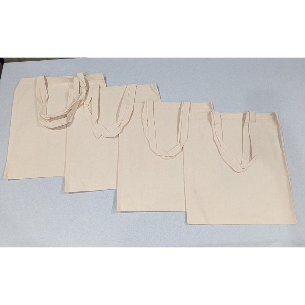 Unbranded Canvas Tote Bag Set of 4 Unisex OS Cream Like New Eco Friendly DIY